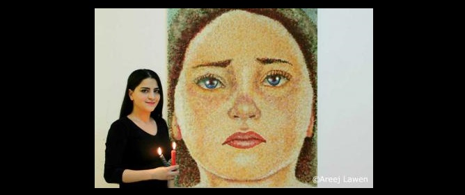 فنانة فلسطينية تستخدم (التنقيط بالشمع) في