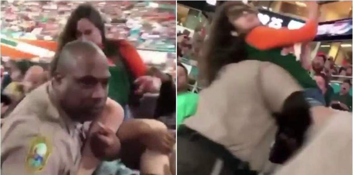بالفيديو.. شرطي أمريكي يوجه لكمة “قاضية”