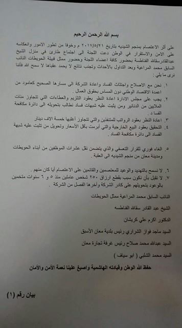 وجهاء معان يدعون إلى محاربة الفساد