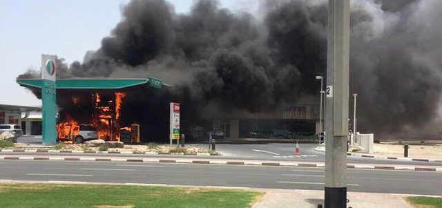 حريق مركبة بمحطة محروقات في العقبة