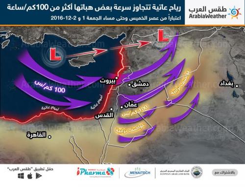 الرياح الشديدة حتى الجمعة