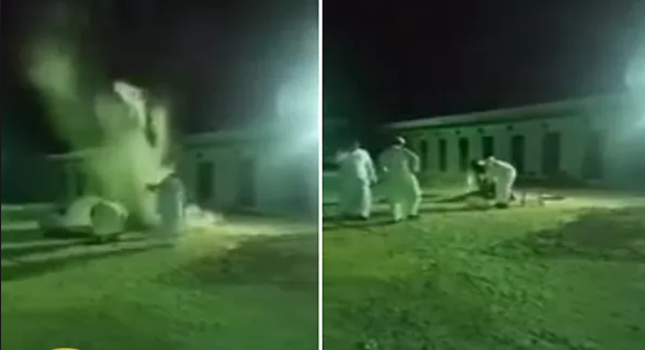 بالفيديو :لحظة انفجار ذبيحة بالهواء في