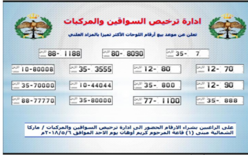 الترخيص تطرح أرقاما مميزة جديدة للبيع