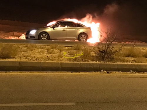 حريق في مركبة بمعان