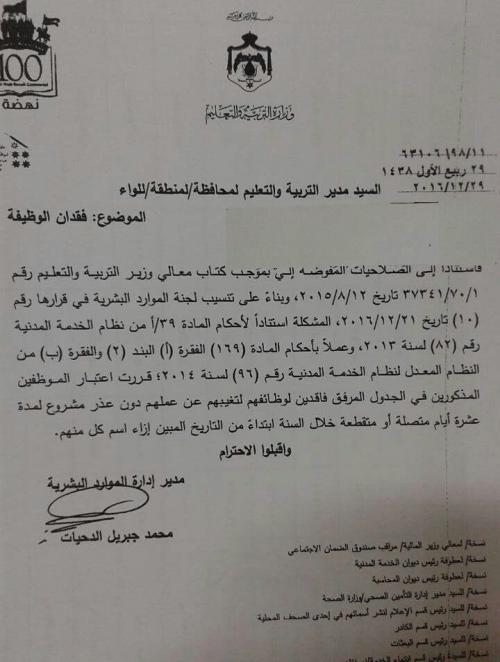 (16) موظفا فقدوا وظائفهم لتغيبهم عن