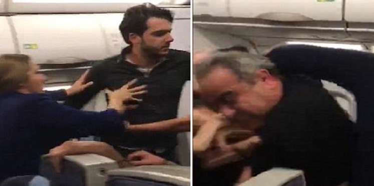 بالفيديو.. طائرة لبنانية تتحول لحلبة ملاكمة