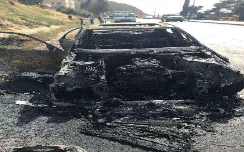 حريق مركبة اثناء مسيرها في الرمثا