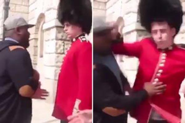 شاهد بالفيديو حارس قصر ملكة بريطانيا