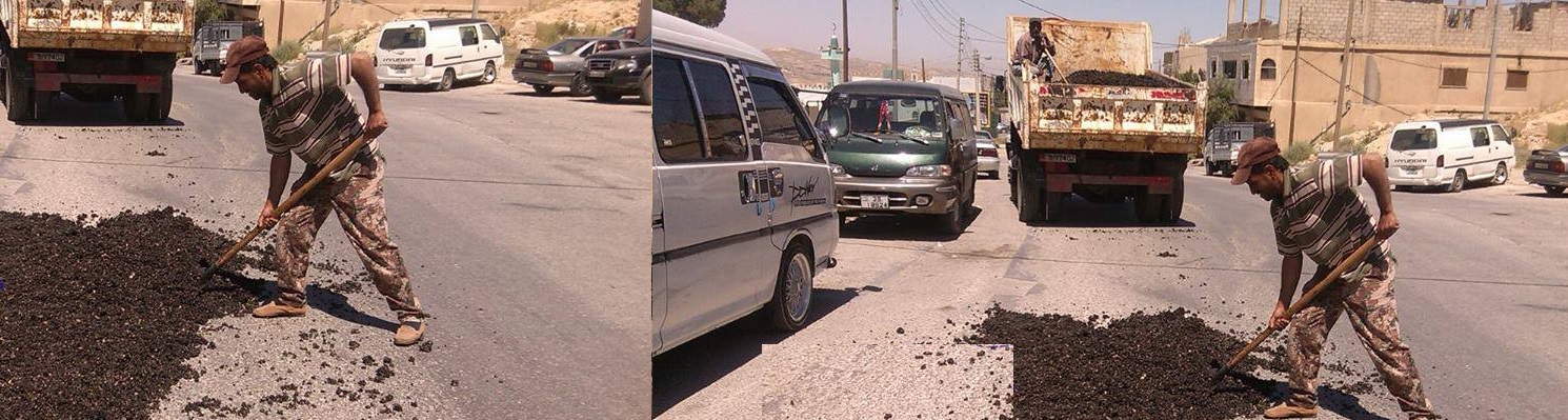 أشغال الطفيلة ترمم بعض الشوارع تلبية