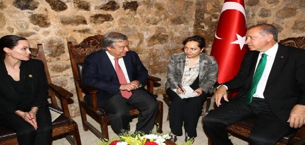 اردوغان يلتقي غوتيريس وانجيلينا جولي