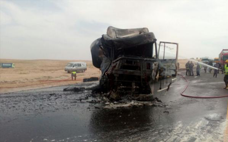 وفاة ثلاثيني بتدهور صهريج محروقات على