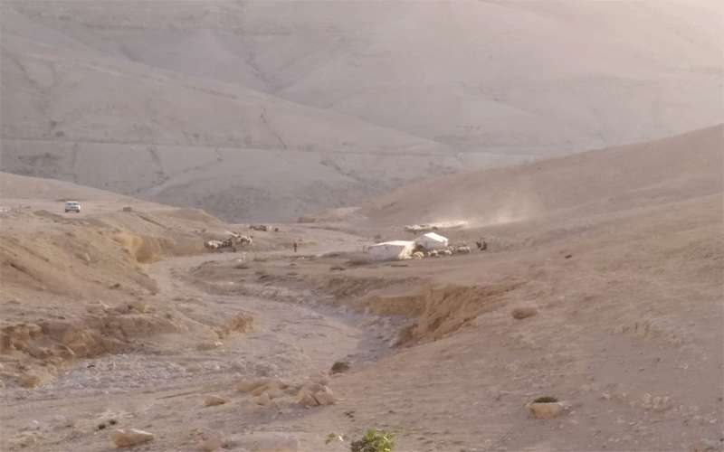 سكان خيم وأغنامهم على جانب الأودية