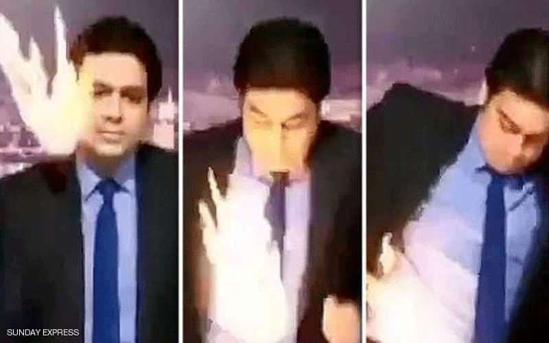 مذیع تلفزیوني یحترق على الھواء مباشرة