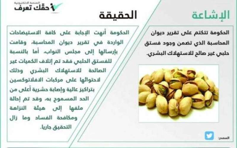 الحكومة: إتلاف الفستق الحلبي الوارد في