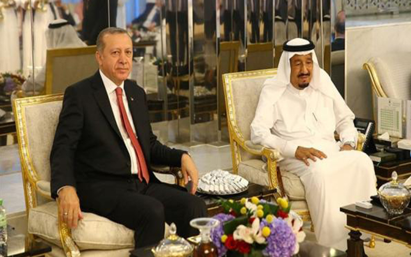 اردوغان يبحث مع الملك سلمان التطورات