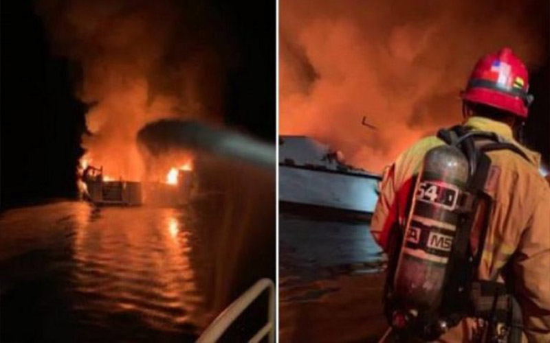 أنباء عن قتلى في حريق سفينة