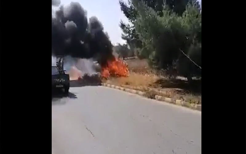 اصابة (5) اشخاص بحريق مركبة على