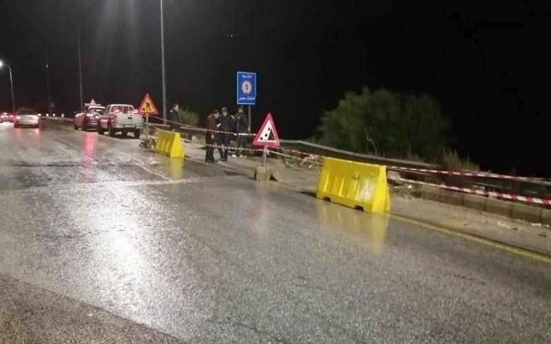 انهيار جزئي على طريق عمان جرش