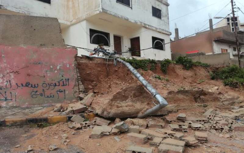 انهيار جدار استنادي بمرج الكرك ولا