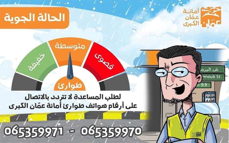 امانة عمان تعلن حالة الطوارئ المتوسطة