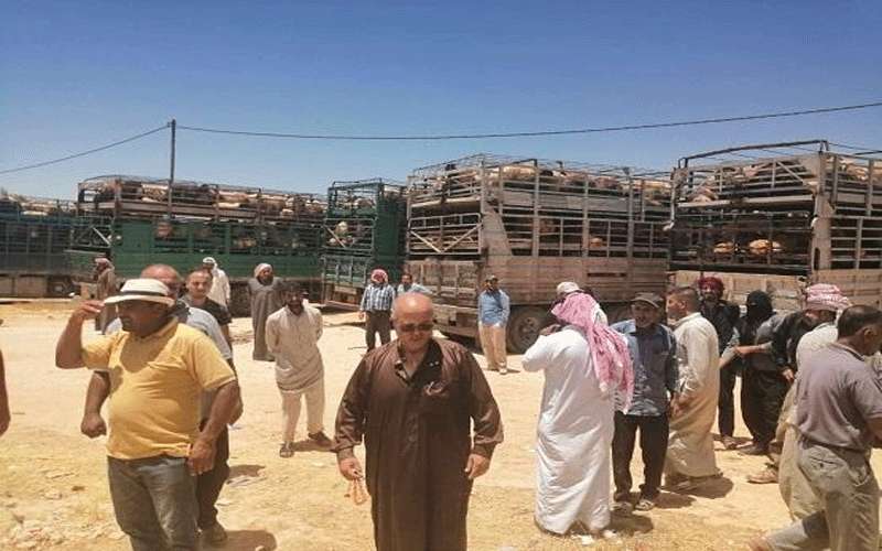 مزارعون يغلقون دوار الدبابة في المفرق