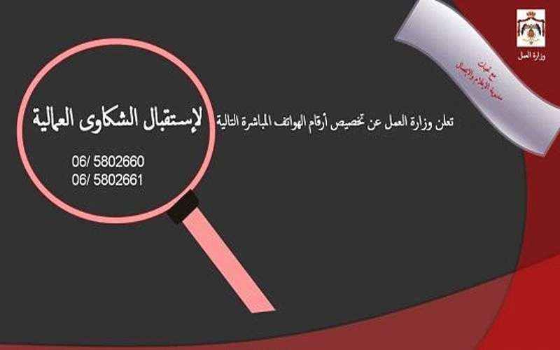 العمل تخصص أرقام هواتف للشكاوى