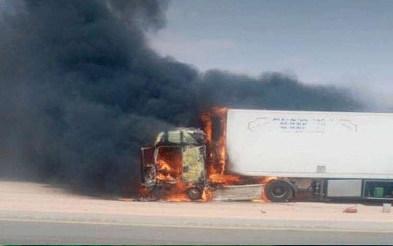 هكذا احترقت شاحنة اردني في السعودية