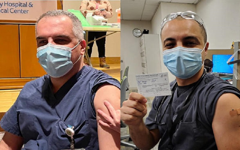 أطباء أردنيون يتلقون اللقاح بأميركا