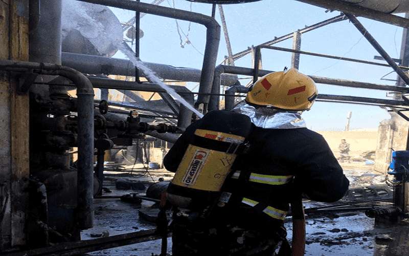 اخماد حريق تنك فيول بمادبا