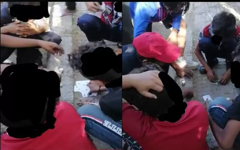 ضبط أحداث متسولين يمارسون القمار بعد