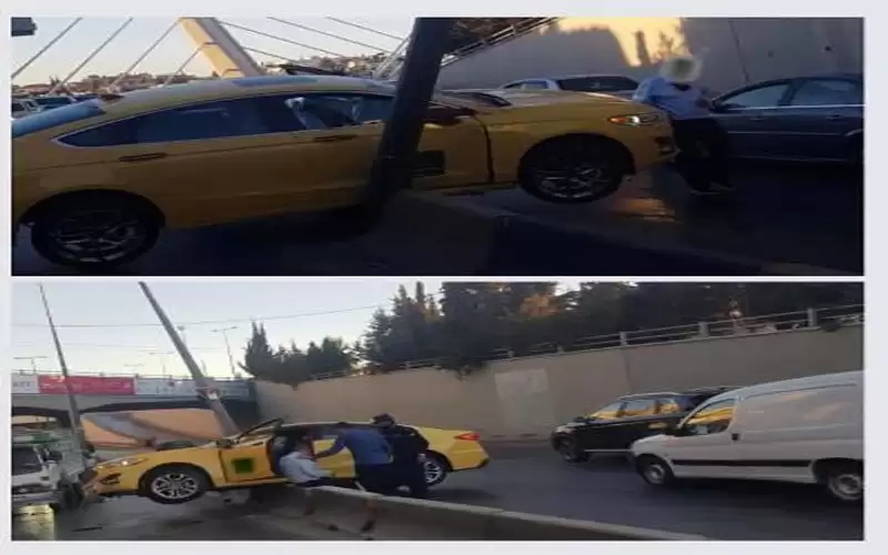 تدهور مركبة على جسر عبدون
