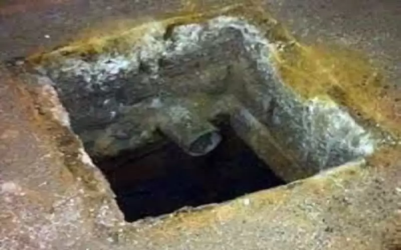 انهيار حفرة امتصاصية بأحد شوارع السلط