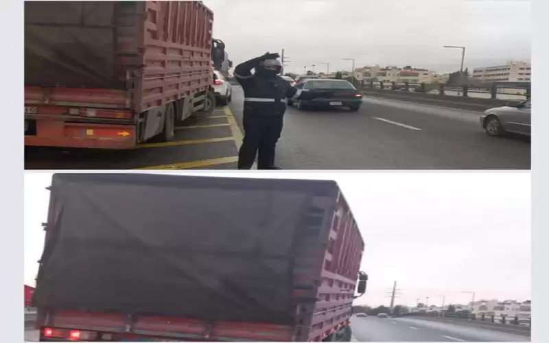 تعطل مركبة شحن أعلى جسر النهضة