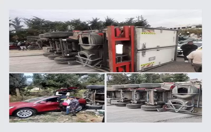 تدهور شاحنة وتصادم 4 مركبات في