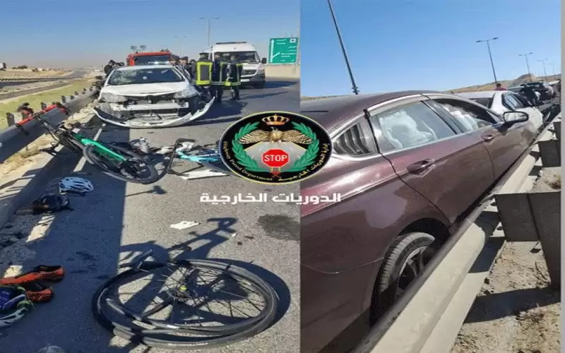 5 إصابات بحادث تصادم بين مركبتين