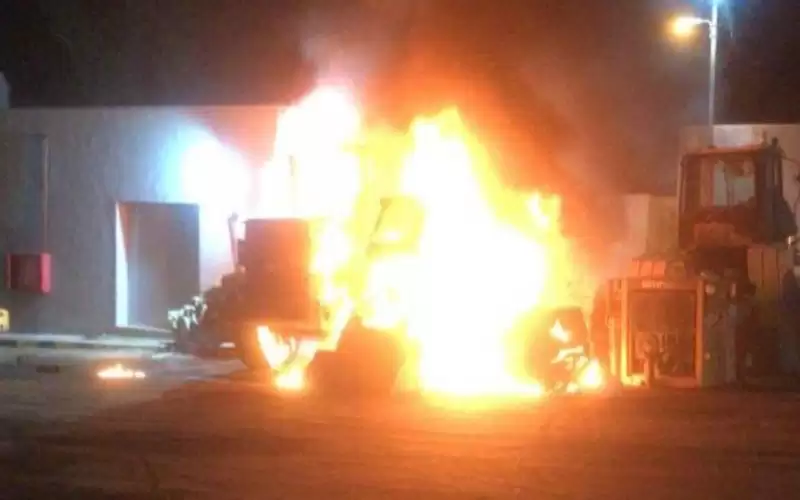 احتراق عدد من آليات بلدية إربد