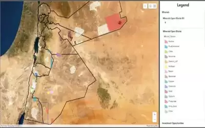 خريطة للثروات المعدنية ومناطق استكشاف البترول