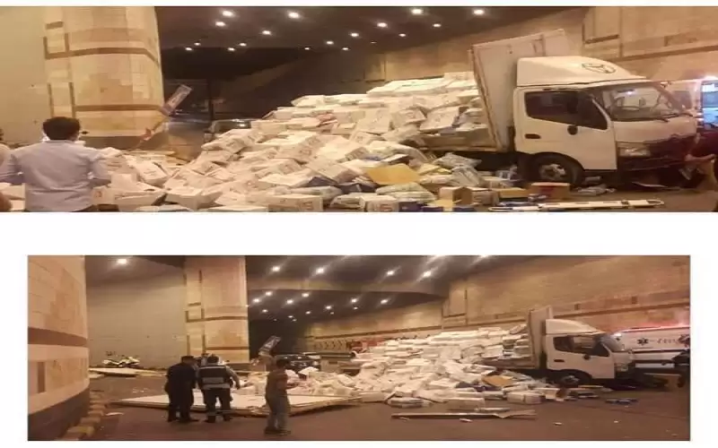 اغلاق نفق الدوار الرابع اثر تدهور