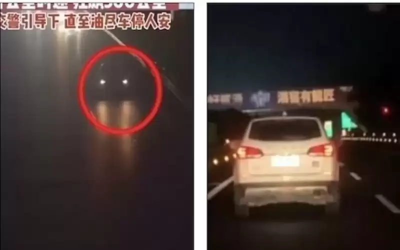 يبقى محاصرا في سيارته لمسافة 500