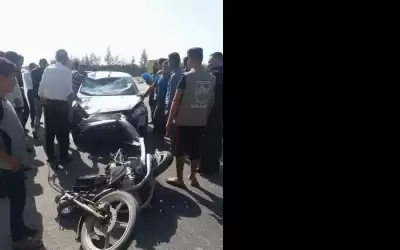 إصابتان بتصادم دراجة نارية ومركبة في