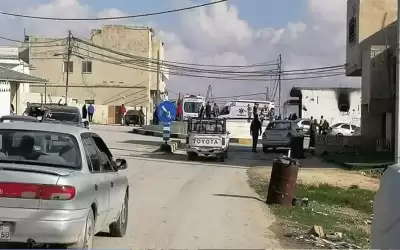 احتراق مخزن ديزل وبنزين بالمفرق