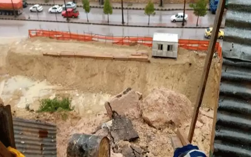 انهيار طريق في جرش