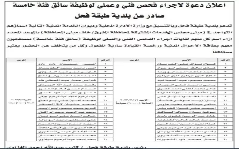 بالأسماء.. وظائف شاغرة ومدعوون لاستكمال اجراءات