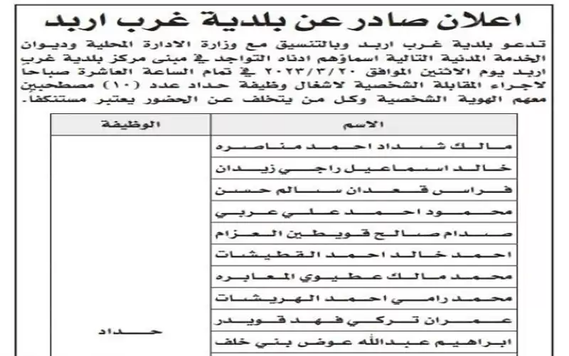 بالأسماء.. مدعوون للتعيين ومقابلات شخصية في