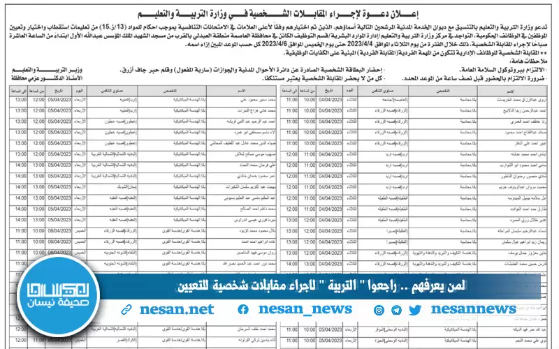 لمن يعرفهم .. راجعوا التربية لإجراء
