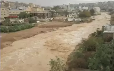 ارتفاع منسوب المياه في سيل الزرقاء