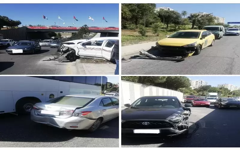 حادث تصادم بين 6 مركبات في