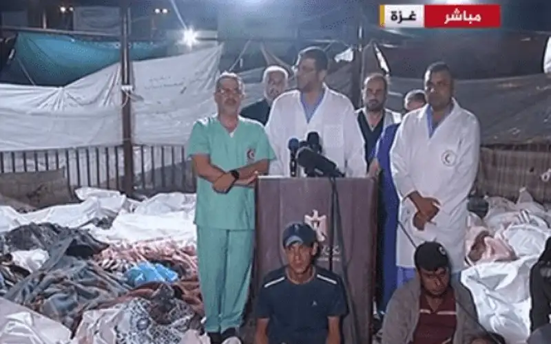 مؤتمر صحفي بين جثث أطفال غزة