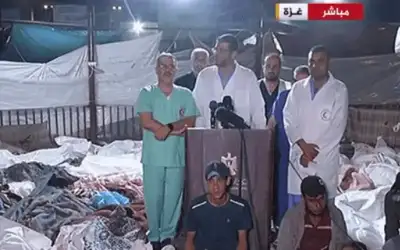 مؤتمر صحفي بين جثث أطفال غزة