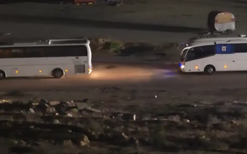 حافلات تقل محررين من الأطفال والنساء